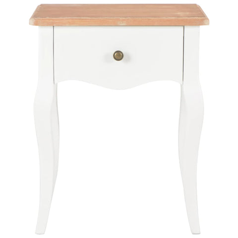 Nightstand White and Brown Solid Pine Wood