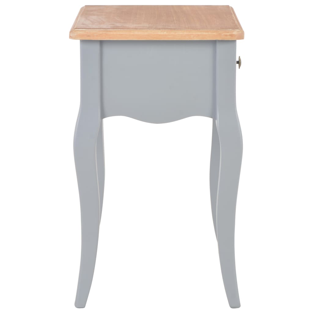Nightstand Grey and Brown Solid Pine Wood