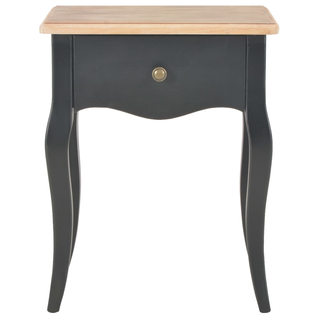 Nightstand Black and Brown Solid Pine Wood