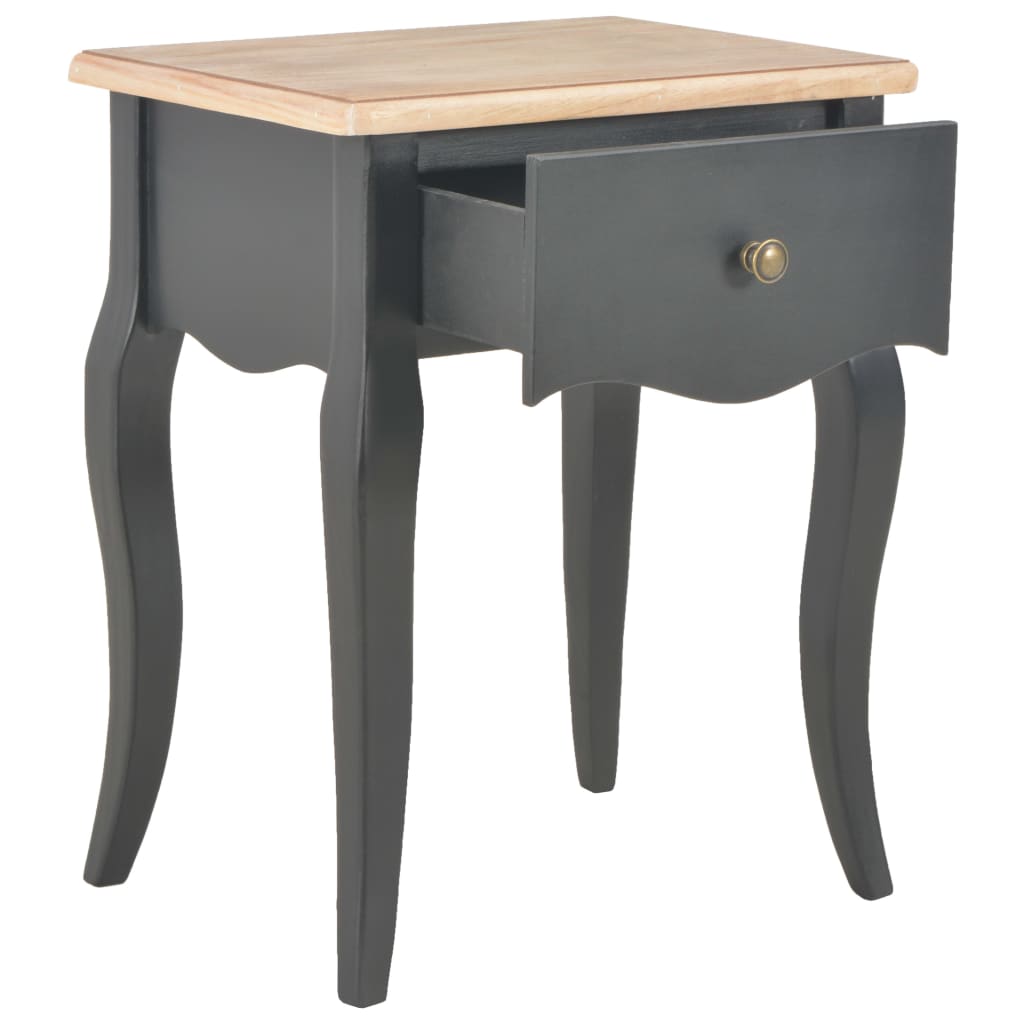 Nightstand Black and Brown Solid Pine Wood