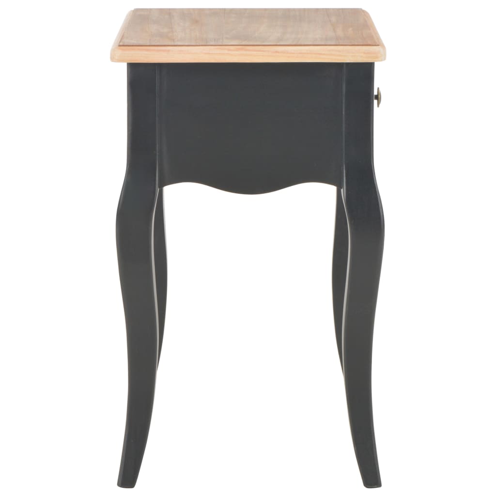 Nightstand Black and Brown Solid Pine Wood