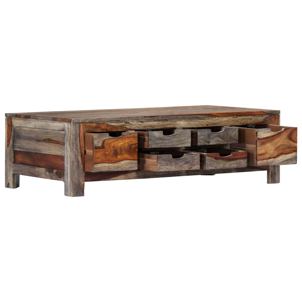 Coffee Table Solid Sheesham Wood Grey