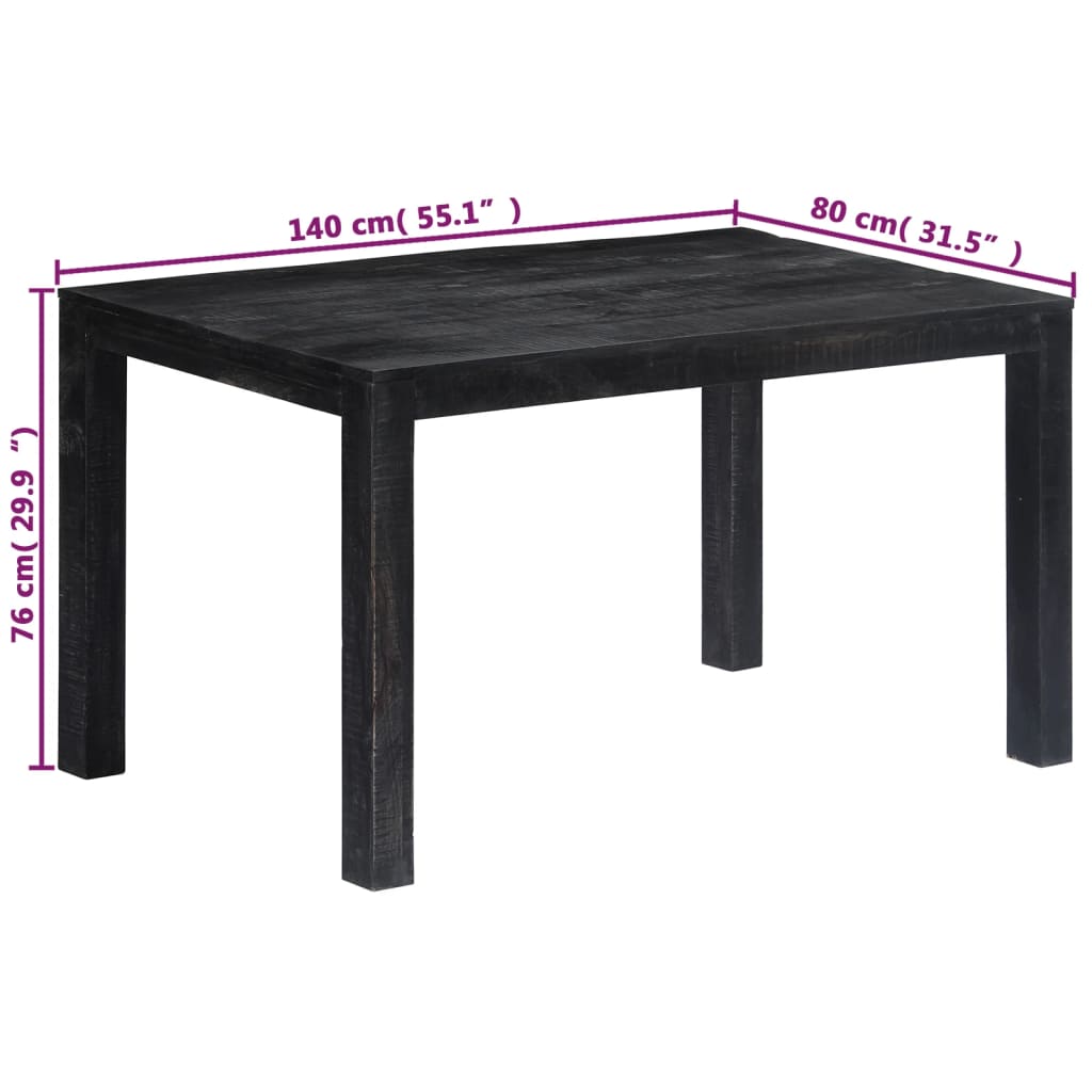 Dining Table Black  Solid Mango Wood