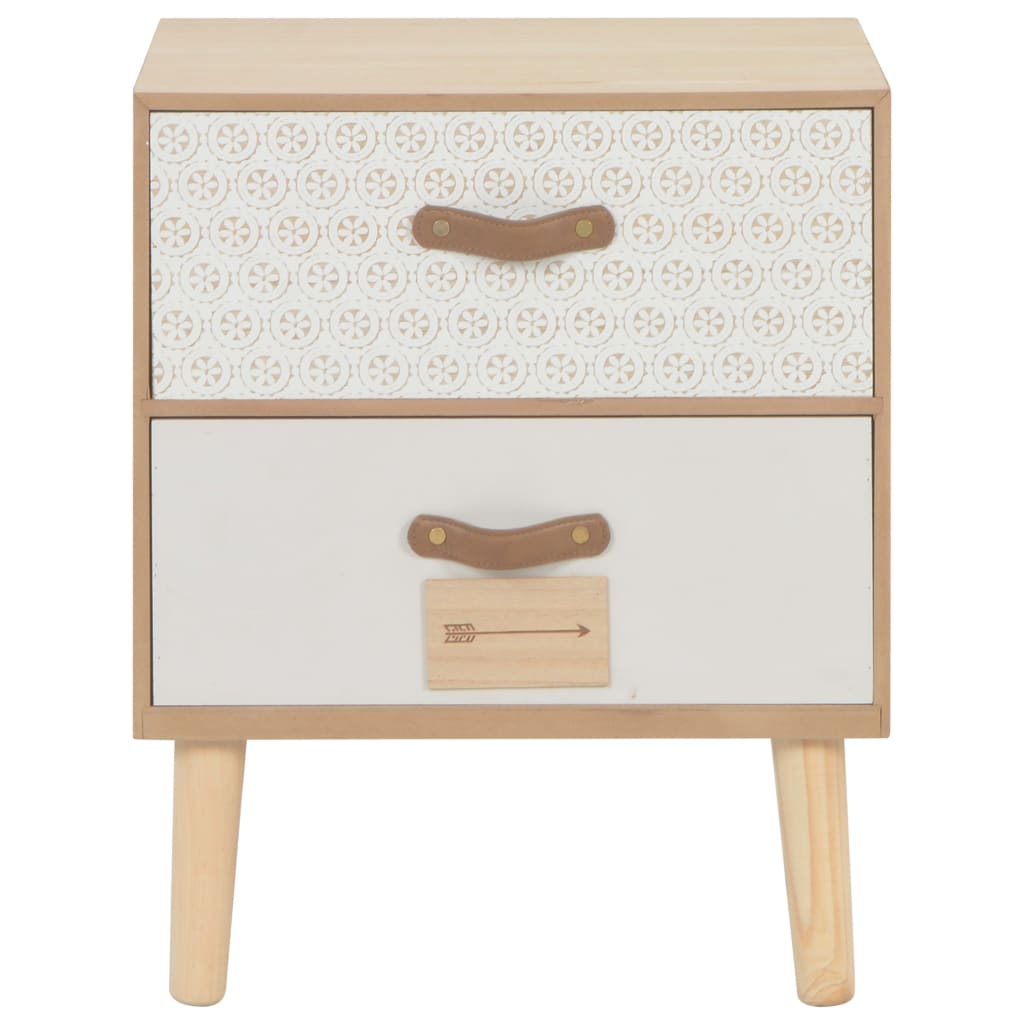 Bedside Cabinet 2 Drawers Solid Pinewood