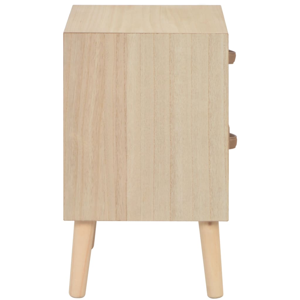 Bedside Cabinet 2 Drawers Solid Pinewood