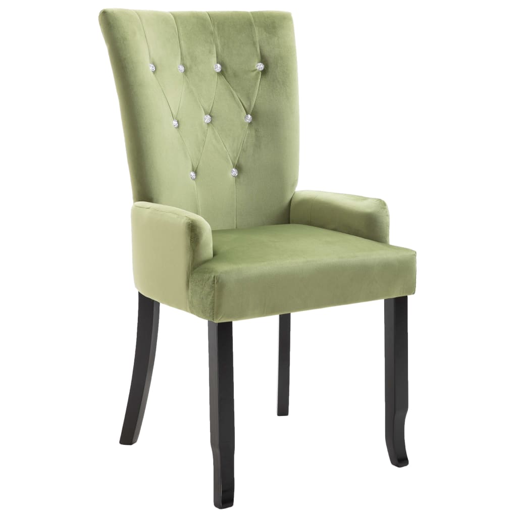 Dining Chair with Armrests Light Green Velvet