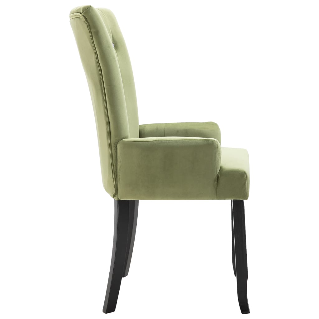 Dining Chair with Armrests Light Green Velvet