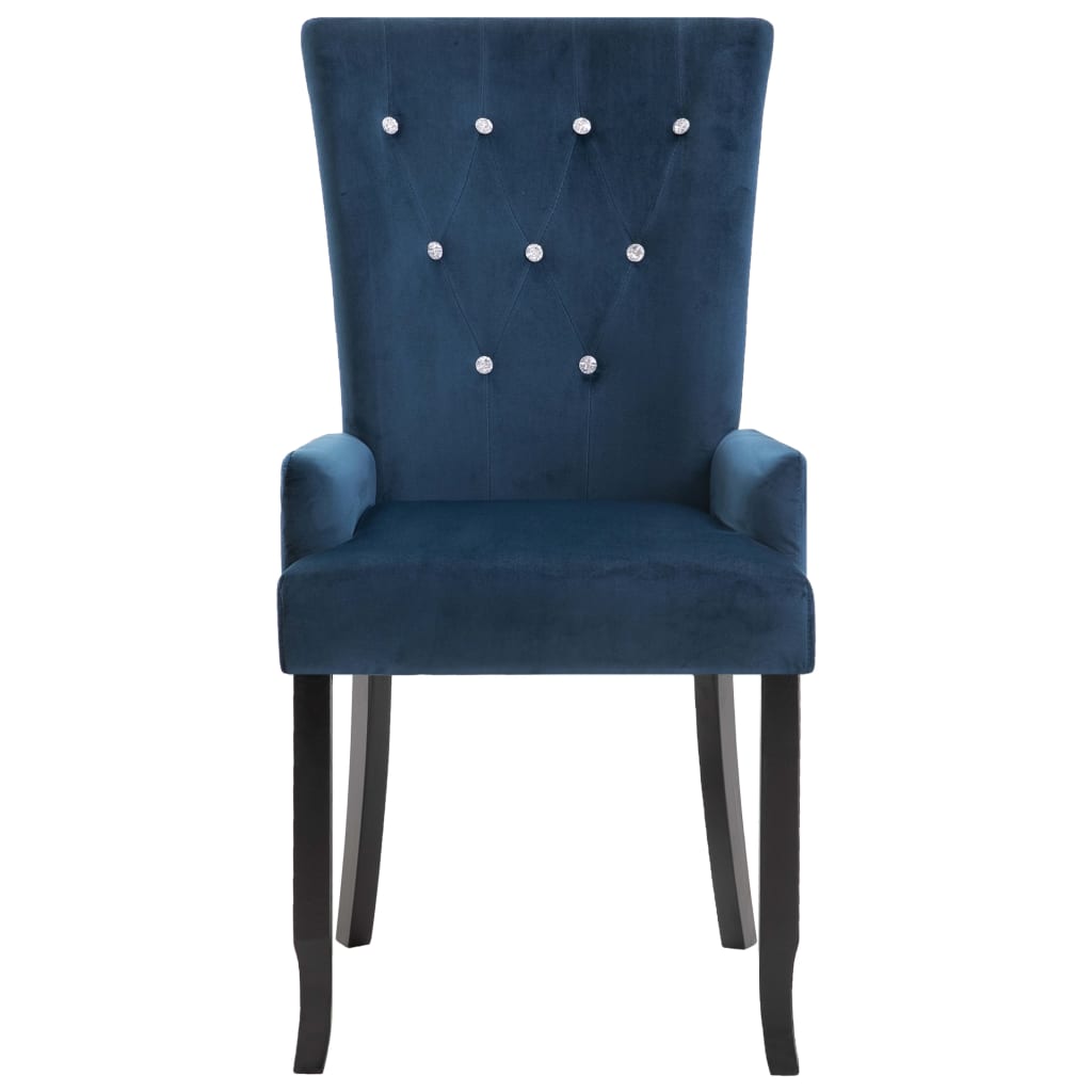 Dining Chair with Armrests Dark Blue Velvet