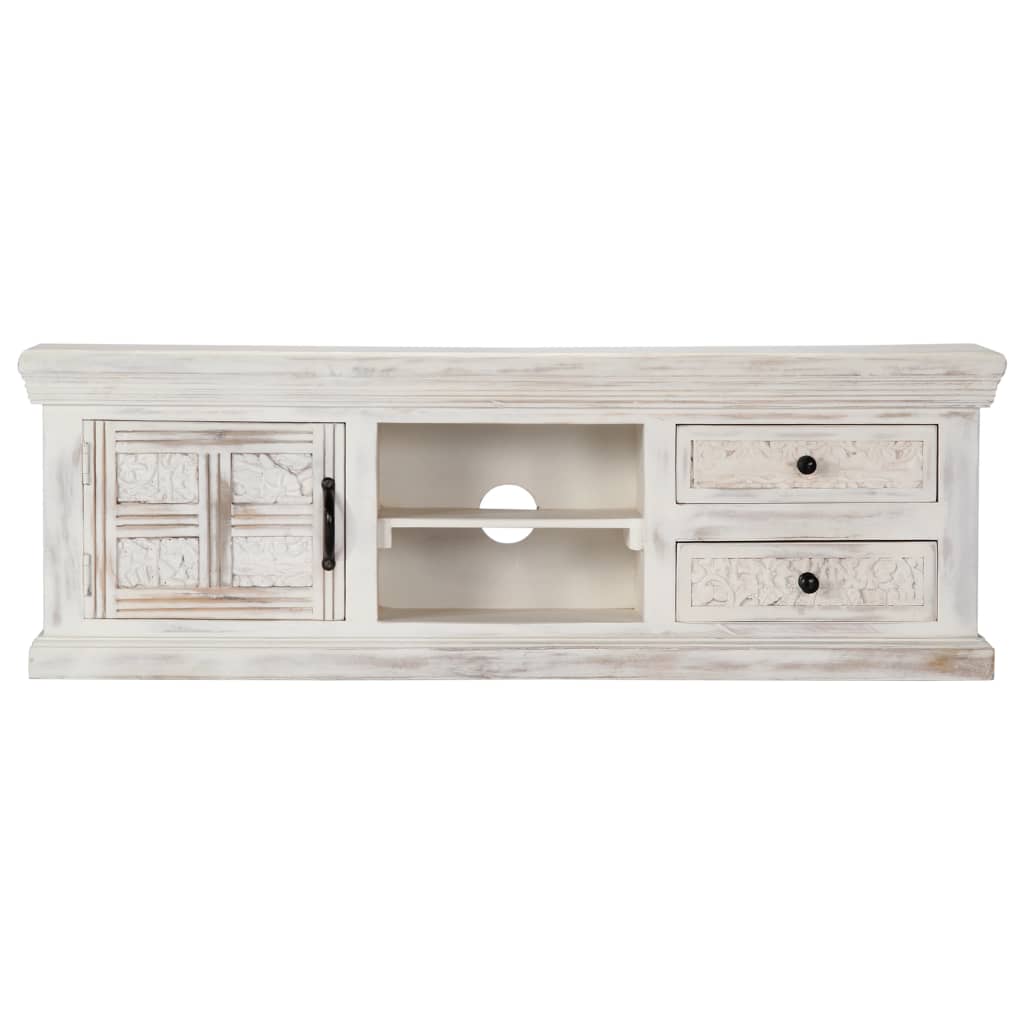 TV Cabinet White Mang Wood