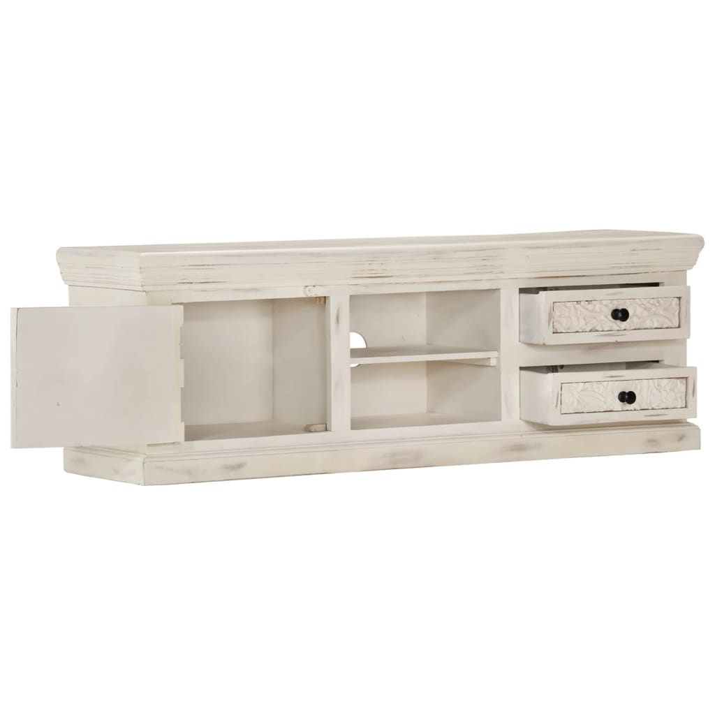 TV Cabinet White Mang Wood