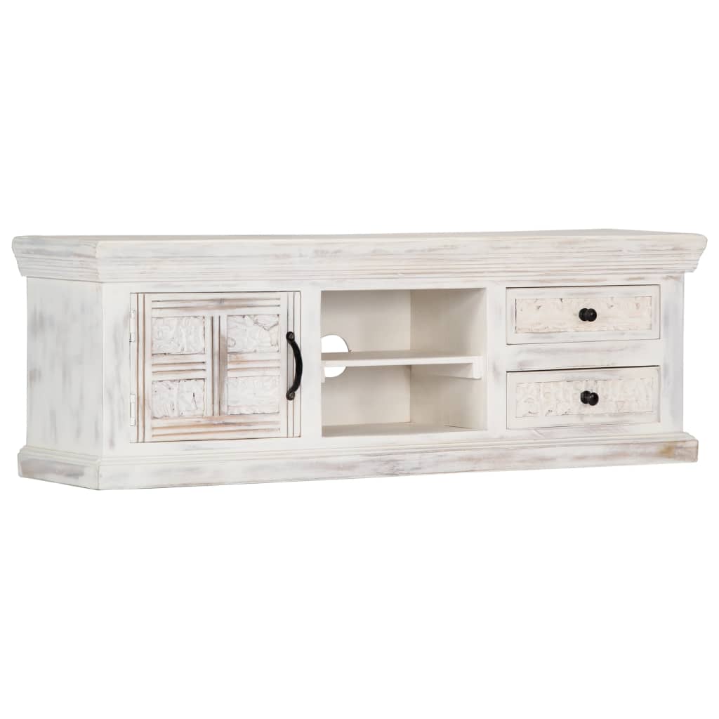 TV Cabinet White Mang Wood