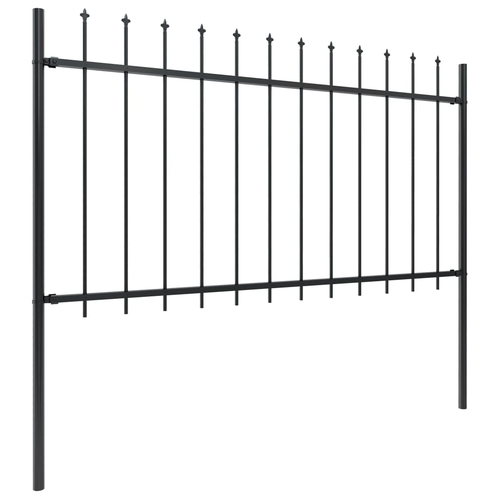 Garden Fence with Spear Top Steel--Black