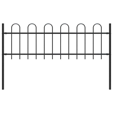 Garden Fence with Hoop Top Steel [Black]