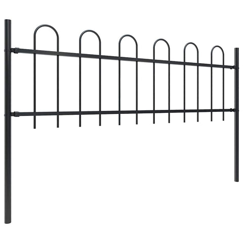 Garden Fence with Hoop Top Steel [Black]