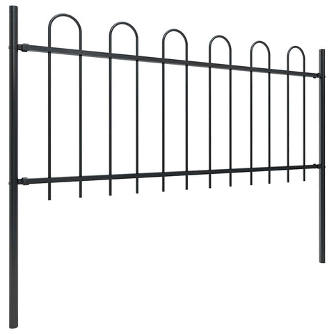 Garden Fence with Hoop Top Steel_Black