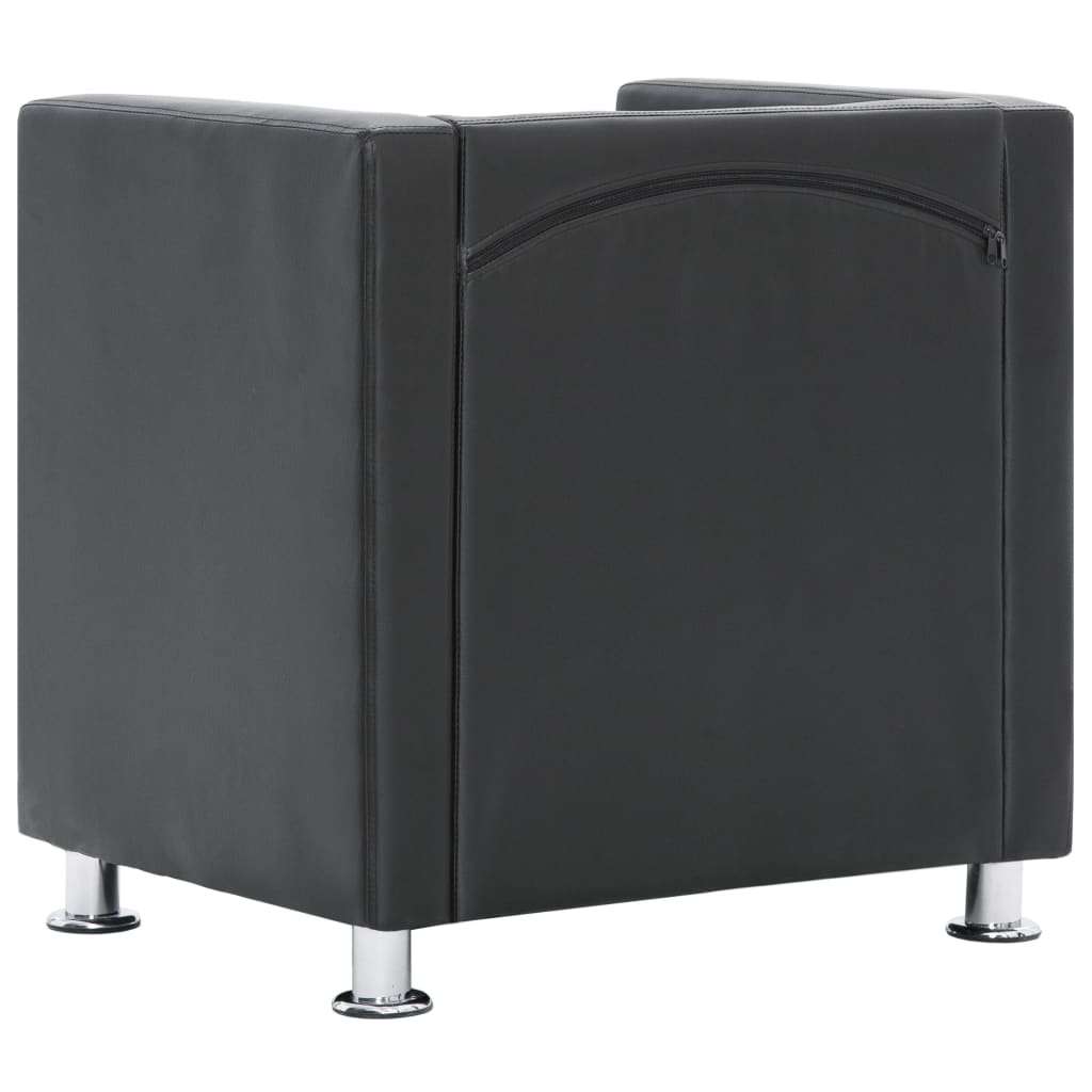 Cube Armchair Grey faux Leather