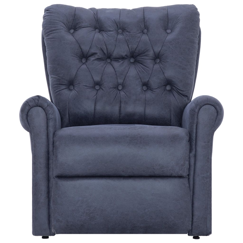 Reclining Chair Grey Suede Leather