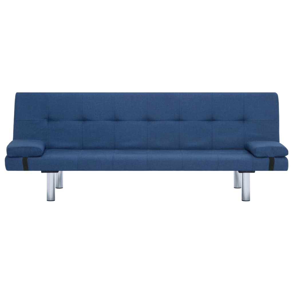 Sofa Bed with Two Pillows Blue Polyester