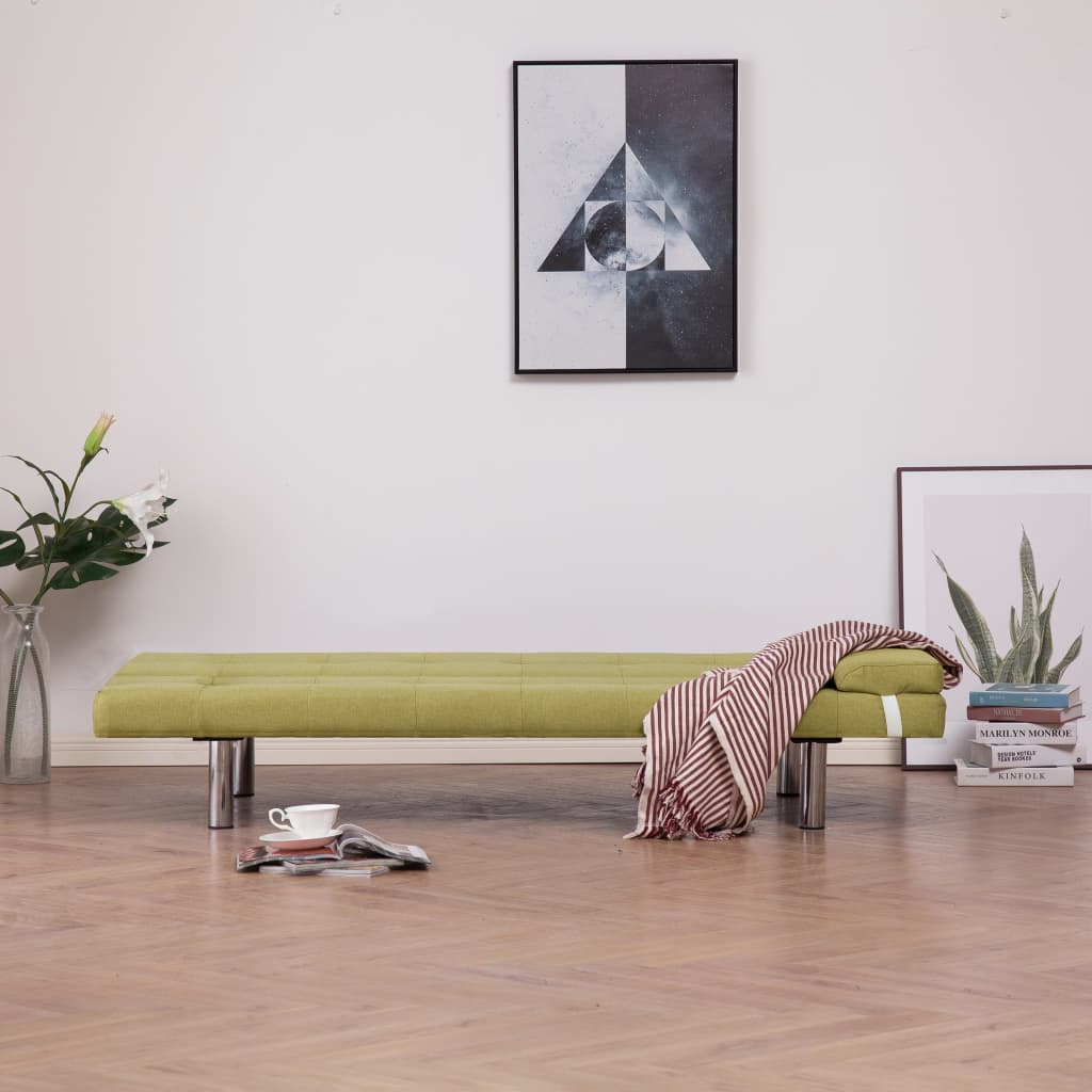 Sofa Bed with Two Pillows Green Polyester