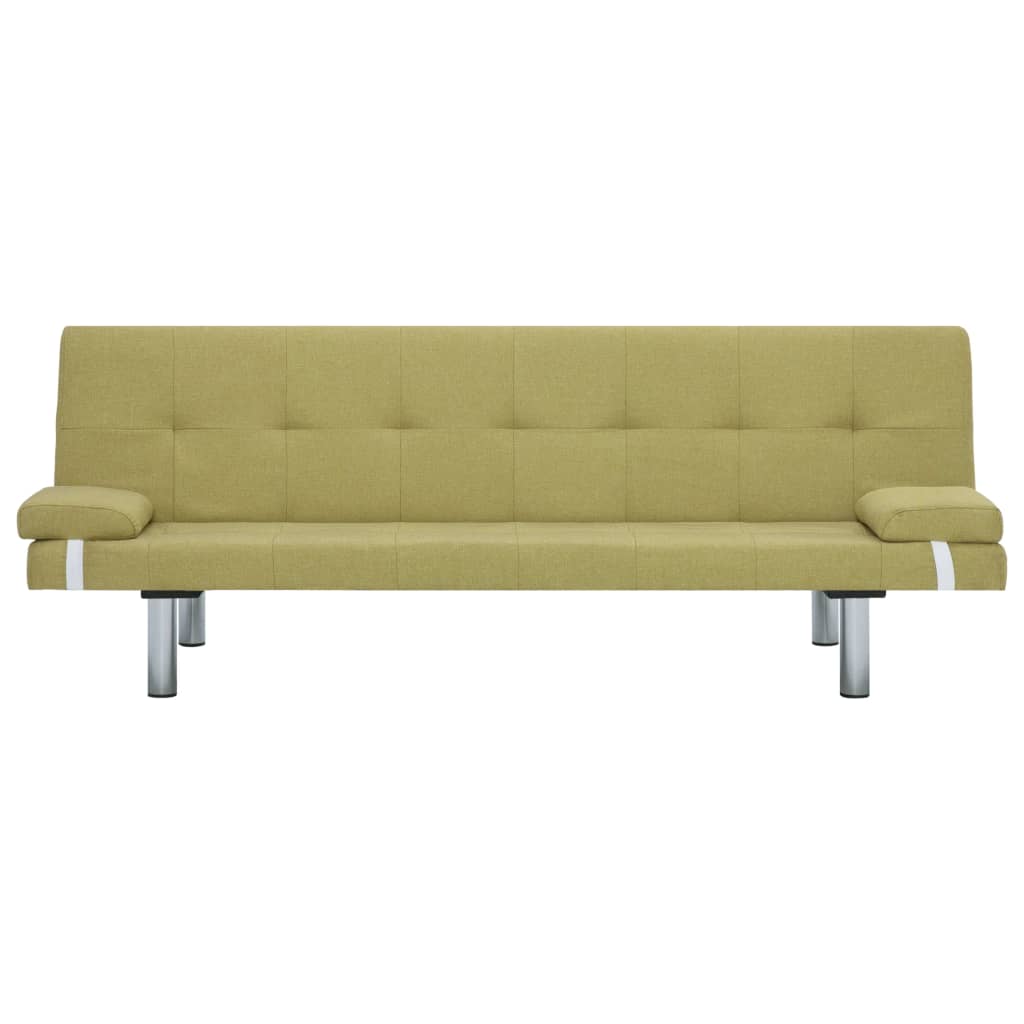 Sofa Bed with Two Pillows Green Polyester