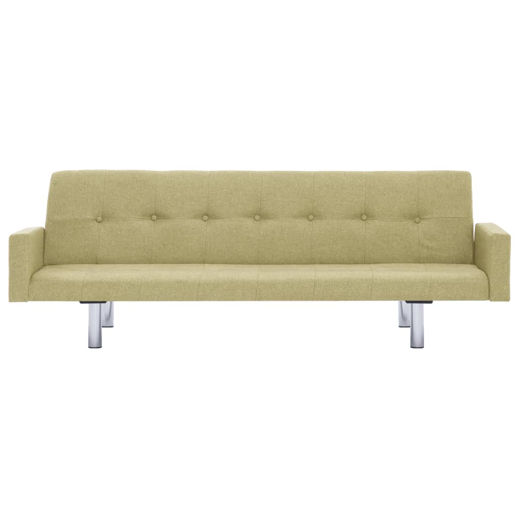 Sofa Bed with Armrest Green Polyester