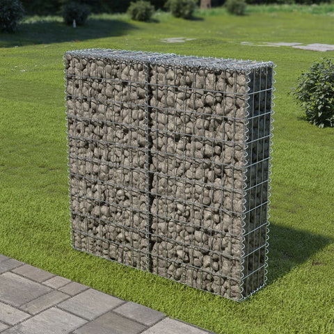 Gabion Wall with Covers Galvanised Steel "Silver"