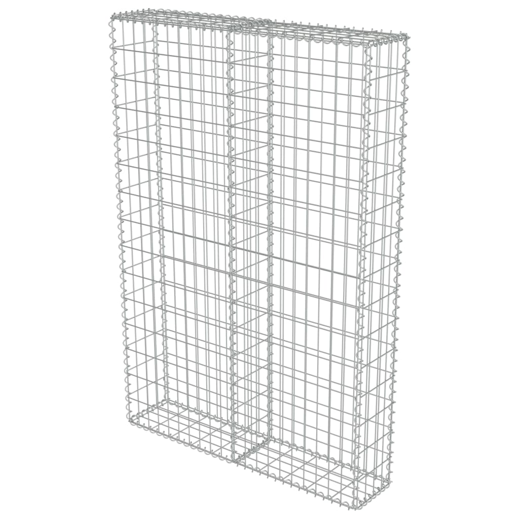 Gabion Wall with Covers Galvanised Steel , Silver