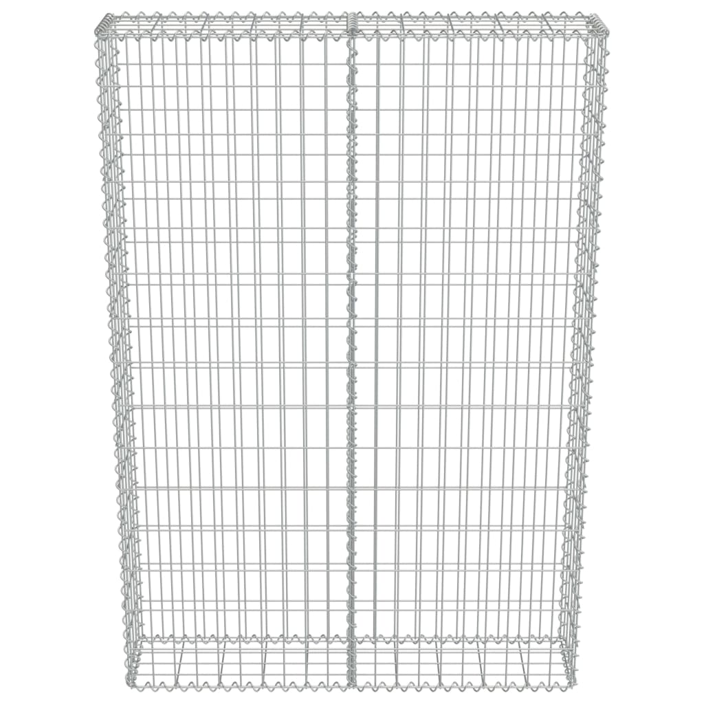 Gabion Wall with Covers Galvanised Steel , Silver