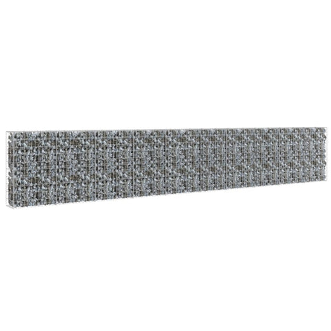 Gabion Wall with Covers Galvanised Steel Silver