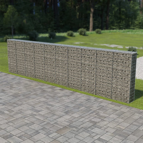 Silver Gabion Wall with Covers Galvanised Steel