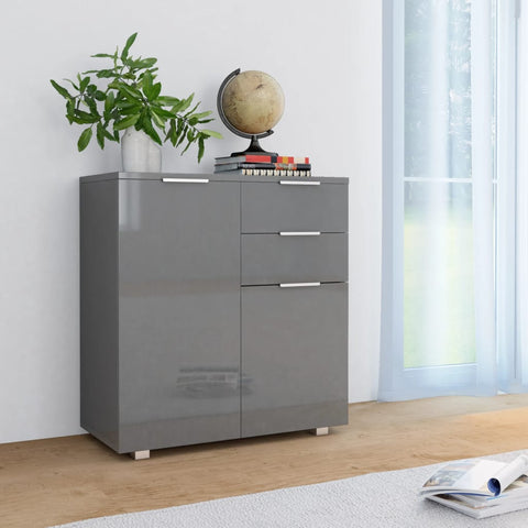 Sideboard High Gloss Grey Chipboard