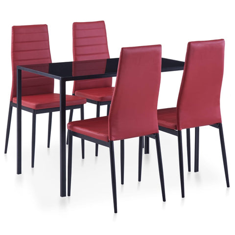 Five Piece Dining Set Wine Red