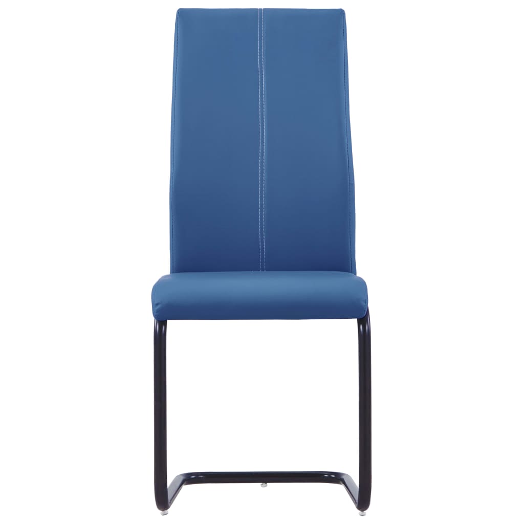 Dining Chairs 4 pcs Blue Leather