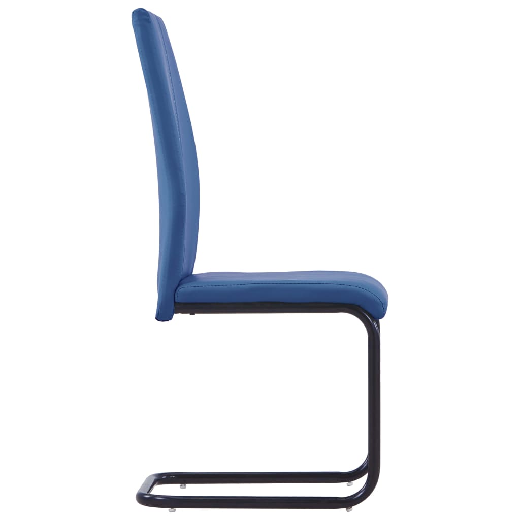 Dining Chairs 4 pcs Blue Leather