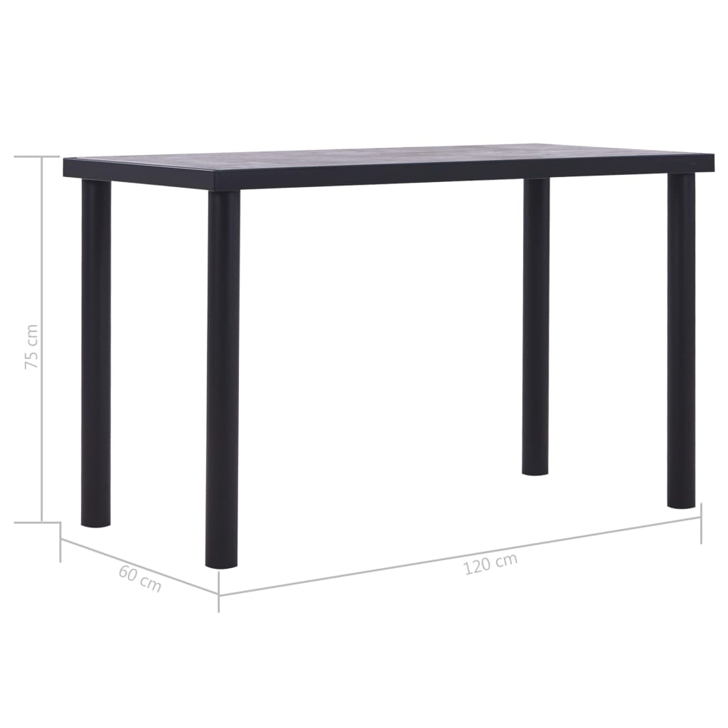 Dining Table Black and Concrete MDF Grey