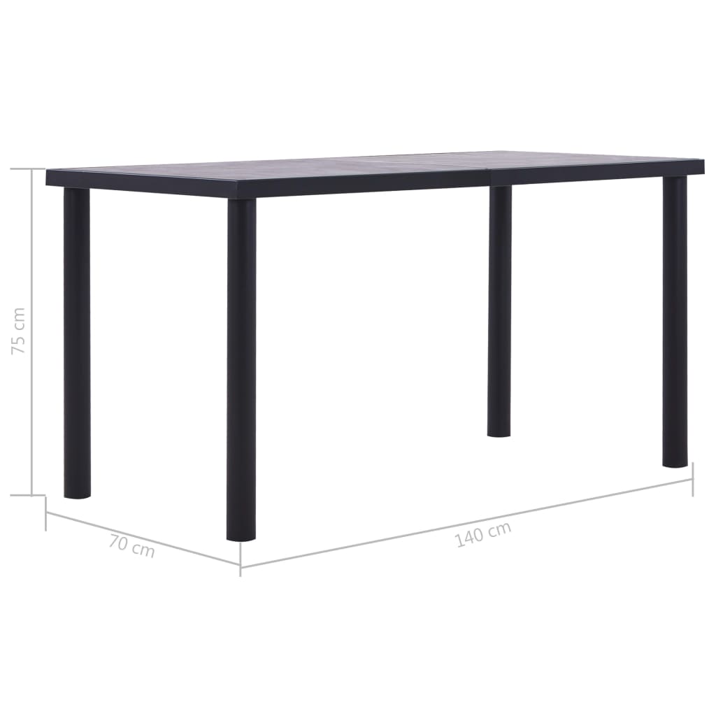 Dining Table Black & Concrete Grey MDF