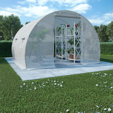 Greenhouse with Steel Foundation - White