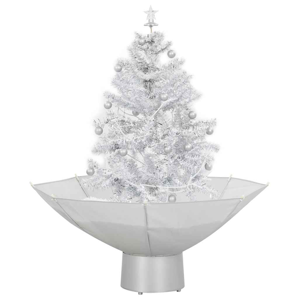 Snowing Christmas Tree with Umbrella Base White