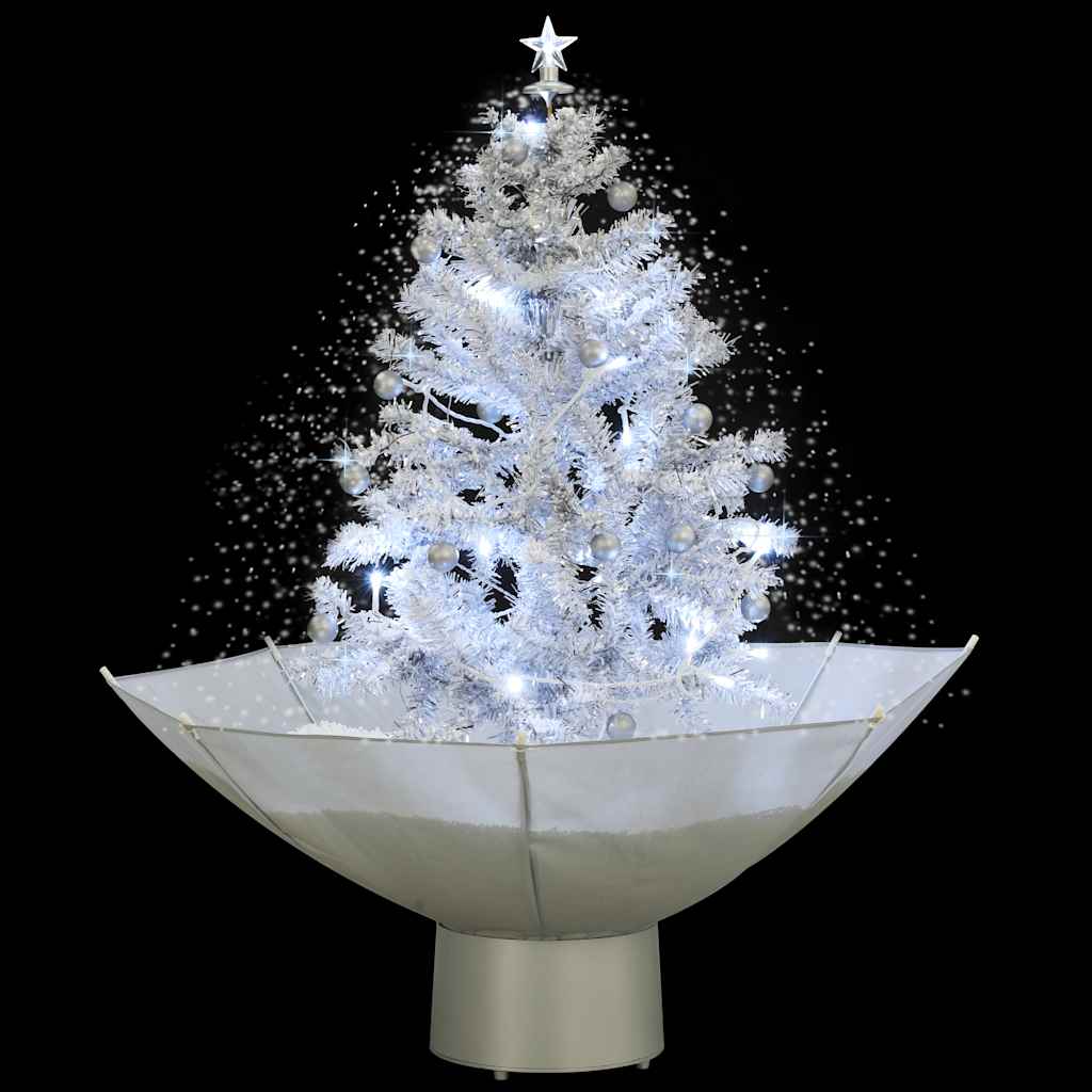 Snowing Christmas Tree with Umbrella Base White