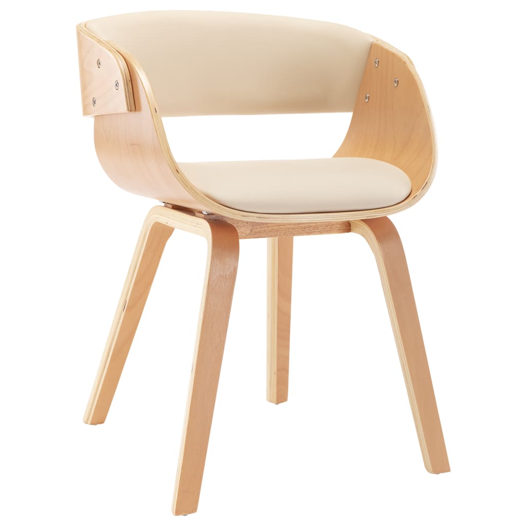 Dining Chair Cream Bent Wood and Leather