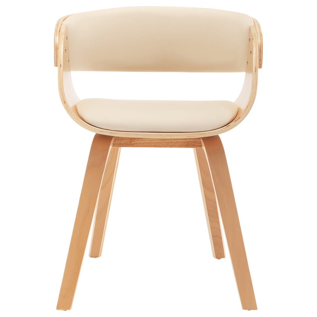 Dining Chair Cream Bent Wood and Leather