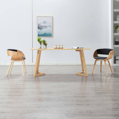 Dining Chair Black Bent Wood and Leather