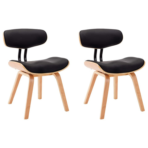 Dining Chairs 2 pcs Black Bent Wood and Leather