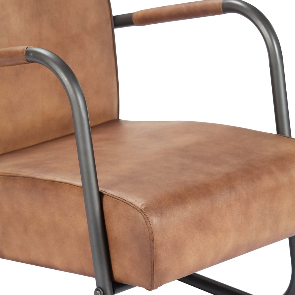 Rela Armchair Light Brown Real Leather