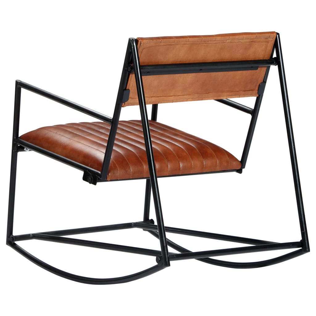 Rocking Chair Brown Real Leather