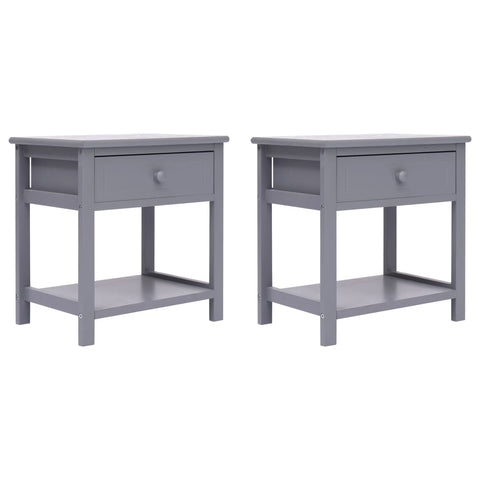 Nightstands 2 pcs Paulownia Wood Grey