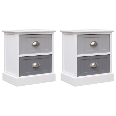 Nightstands 2 pcs Grey Paulownia Wood