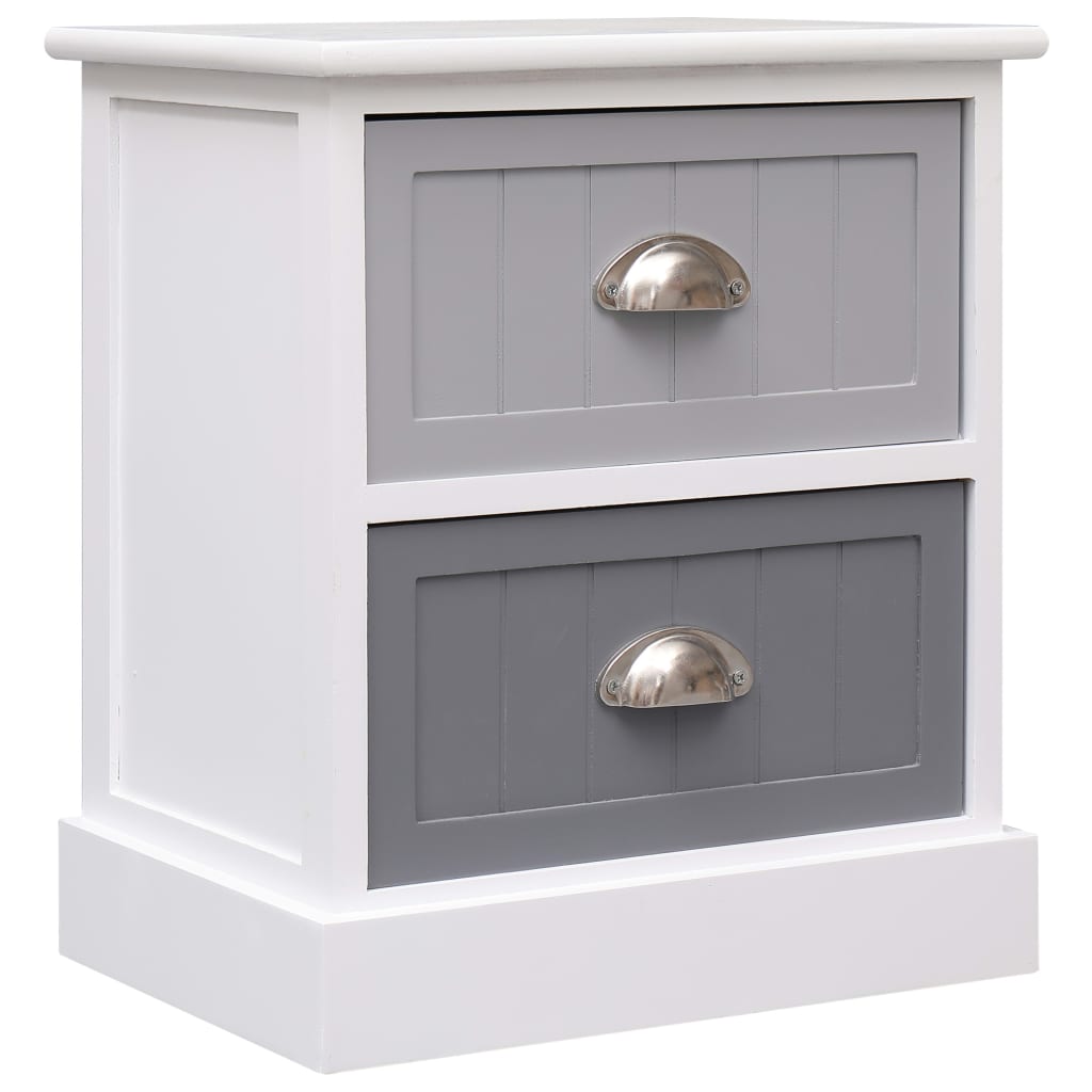 Nightstands 2 pcs Grey Paulownia Wood