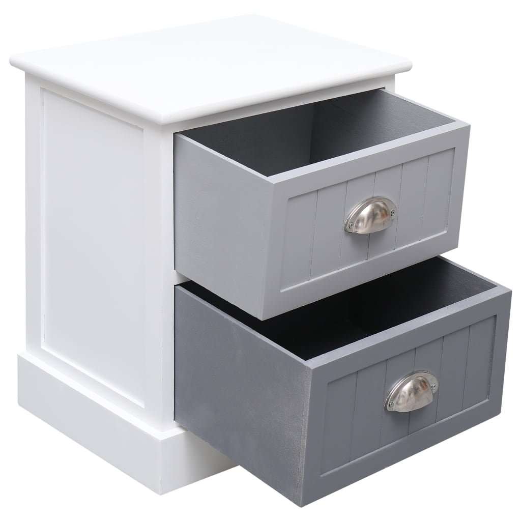 Nightstands 2 pcs Grey Paulownia Wood