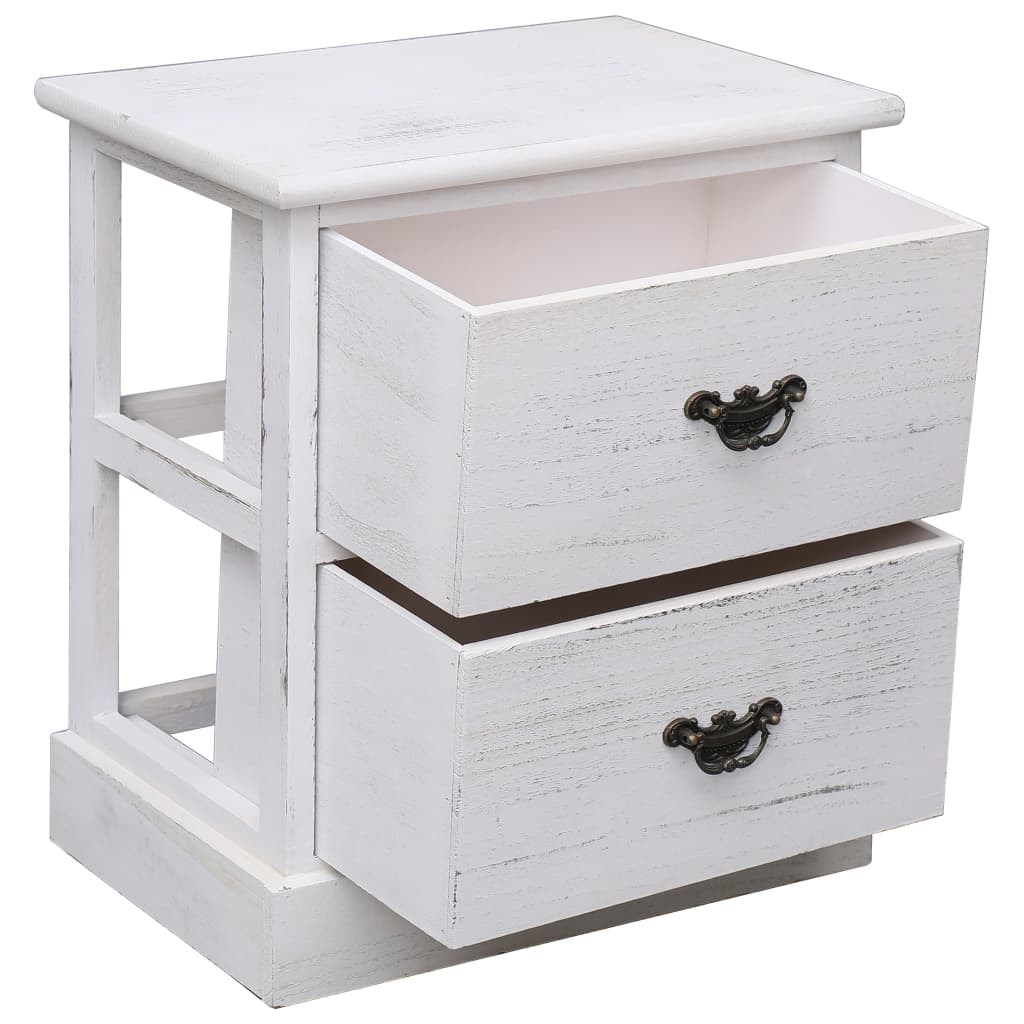 Bedside Cabinet White Paulownia Wood